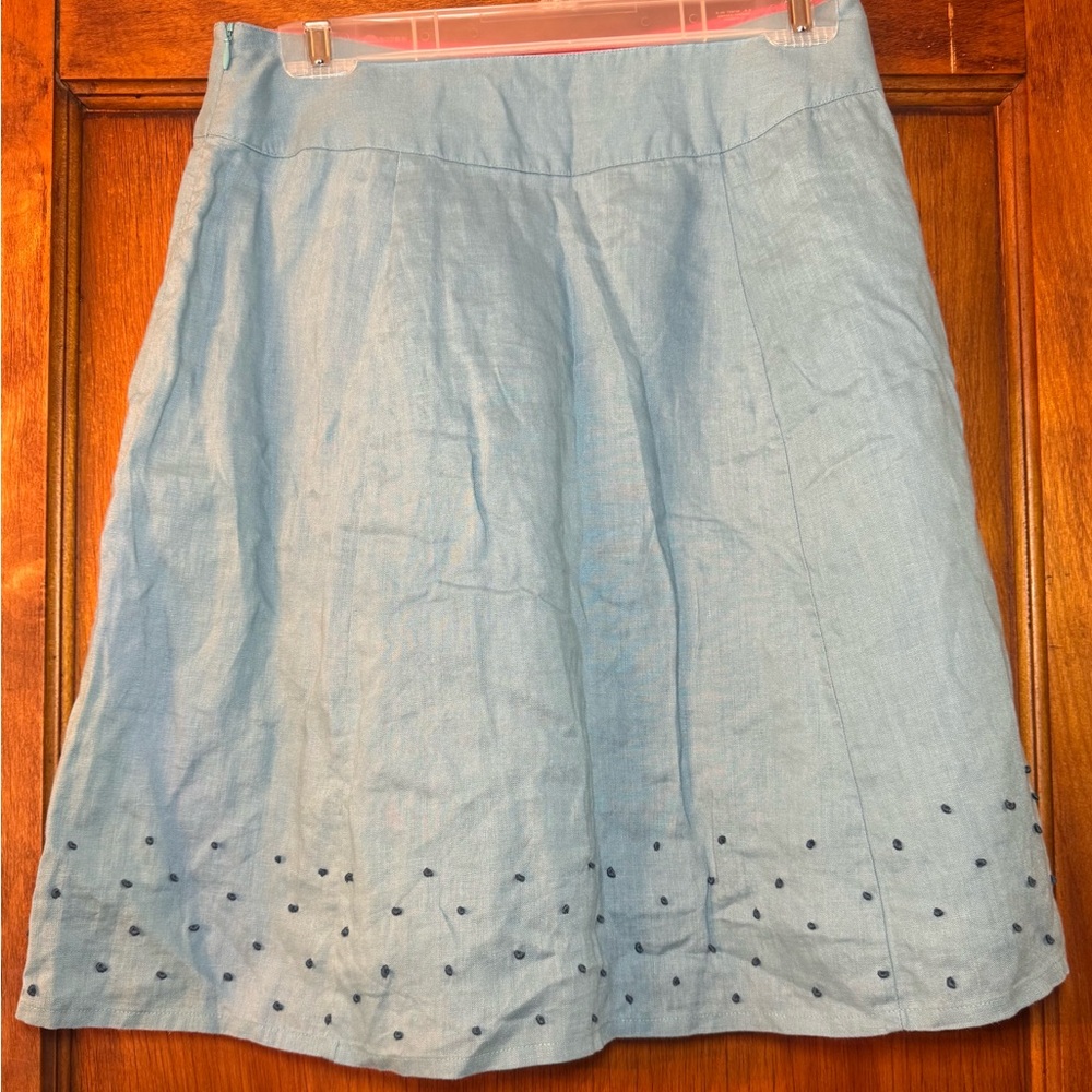 Boden Pale Blue Linen A line Skirt Size 6R - Picture 3 of 6